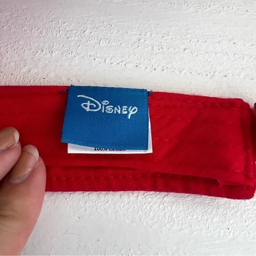 Disney Minnie Mouse Red Black White Hat Visor Hook And Loop Vacation Summer